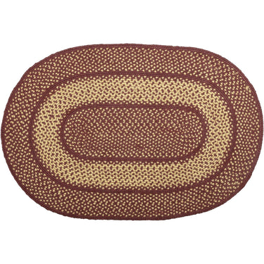 Burgundy Red Primitive Jute Braided Rug Oval 24